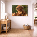 cuadro canvas mascotas hojas doradas horizontal