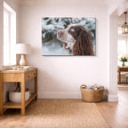 cuadro canvas mascotas nieve en otoño horizontal