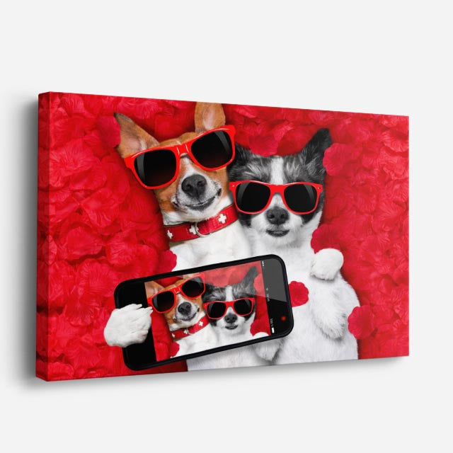 cuadro canvas mascotas selfie carmesí horizontal