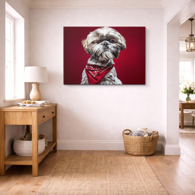 cuadro canvas mascotas pañuelo carmesí horizontal