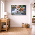 cuadro canvas mascotas curiosidad naranja horizontal