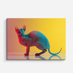 cuadro canvas mascotas neón felino horizontal