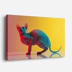 cuadro canvas mascotas neón felino horizontal