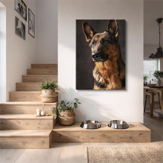 cuadro canvas mascotas pastor de ébano vertical