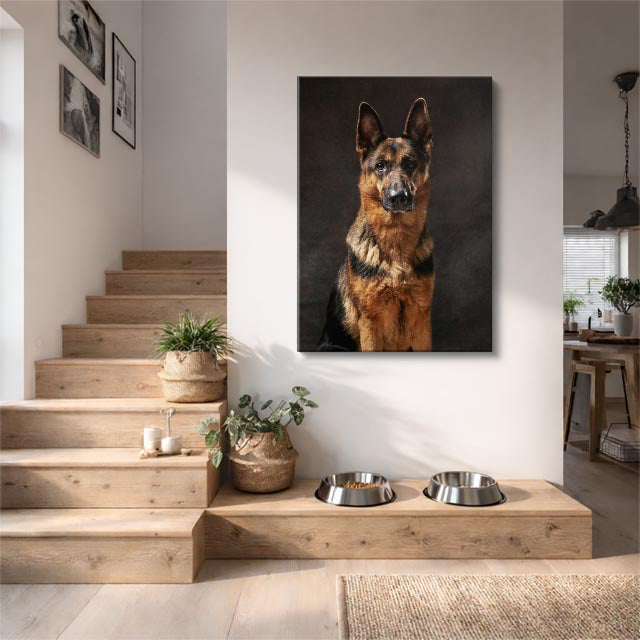 cuadro canvas mascotas retrato del pastor vertical