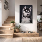 cuadro canvas mascotas husky de nieve vertical