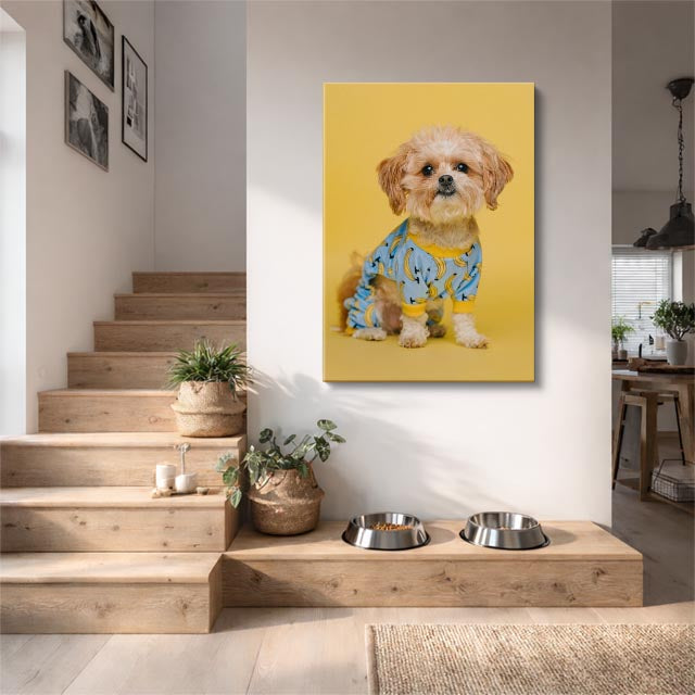 cuadro canvas mascotas caniche de verano vertical