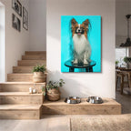 cuadro canvas mascotas papillon de cristal vertical