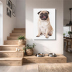cuadro canvas mascotas pug de marfil vertical