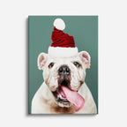 cuadro canvas mascotas bulldog de invierno vertical