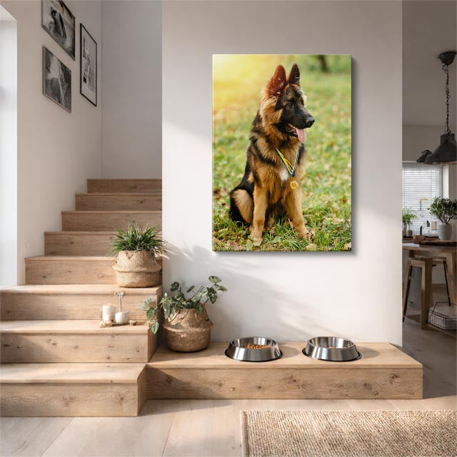 cuadro canvas mascotas pastor de otoño vertical