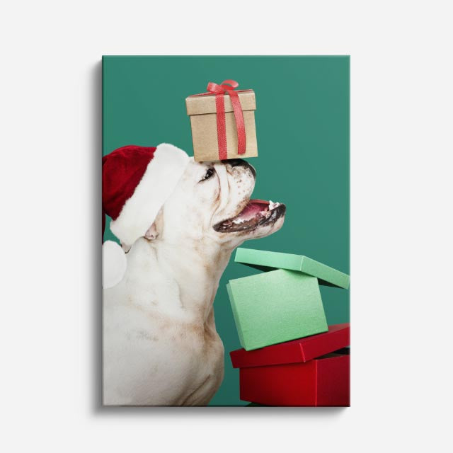 cuadro canvas mascotas navidad canina vertical