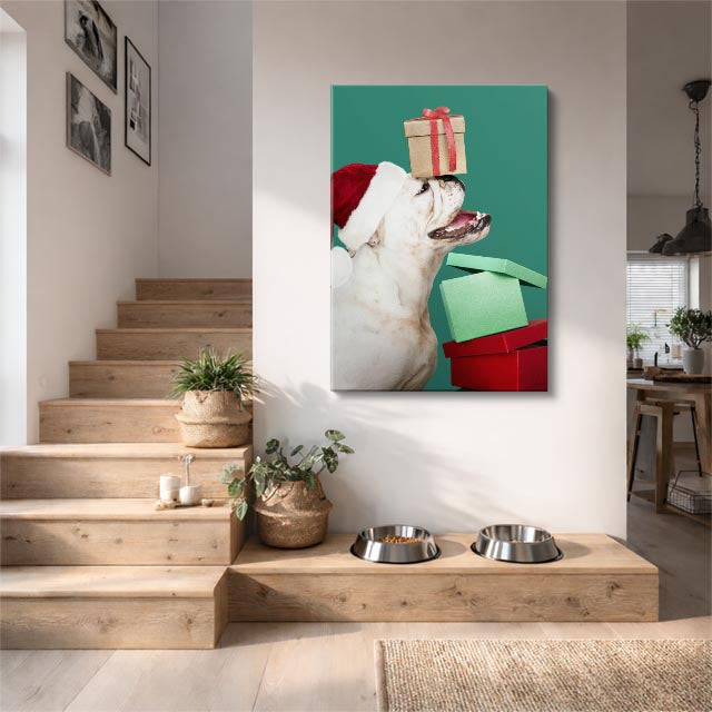 cuadro canvas mascotas navidad canina vertical