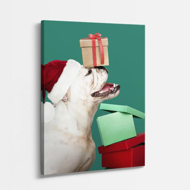 cuadro canvas mascotas navidad canina vertical