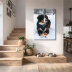 cuadro canvas mascotas bernés de nieve vertical