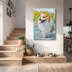 cuadro canvas mascotas corgi de invierno vertical