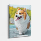 cuadro canvas mascotas corgi de invierno vertical