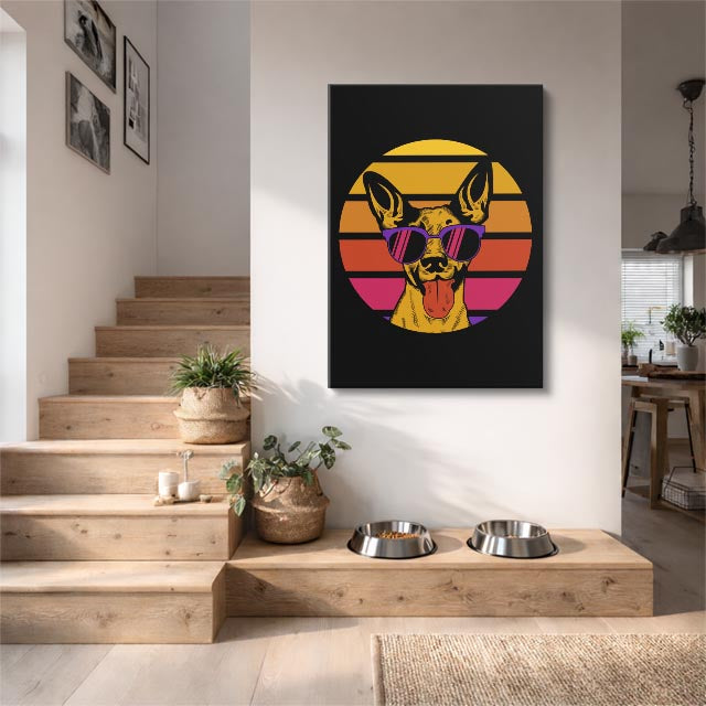 perro neón retro