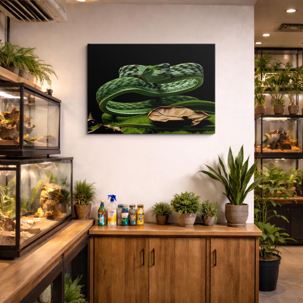 cuadro canvas reptiles anfibios serpiente esmeralda enroscada horizontal
