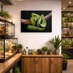 cuadro canvas reptiles anfibios serpiente de rama verde horizontal