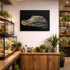 cuadro canvas reptiles anfibios perfil de caimán ancestral horizontal