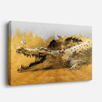 cuadro canvas reptiles anfibios pintura cocodrilo dorado horizontal
