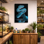 cuadro canvas reptiles anfibios víbora azul hipnótica vertical