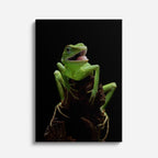 cuadro canvas reptiles anfibios rana verde tropical vertical
