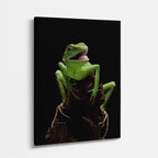 cuadro canvas reptiles anfibios rana verde tropical vertical