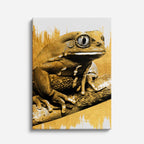 cuadro canvas reptiles anfibios rana dorada pintada vertical