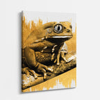 cuadro canvas reptiles anfibios rana dorada pintada vertical