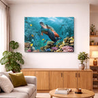 cuadro canvas vida marina tortuga del coral horizontal