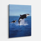 cuadro canvas vida marina salto de orca vertical