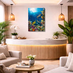 cuadro canvas vida marina arrecife tropical vivo vertical