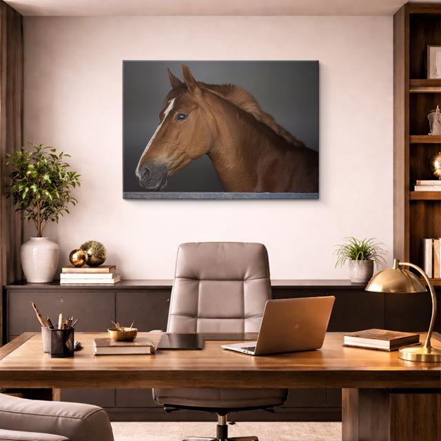 cuadro canvas vida salvaje retrato de caballo dorado horizontal