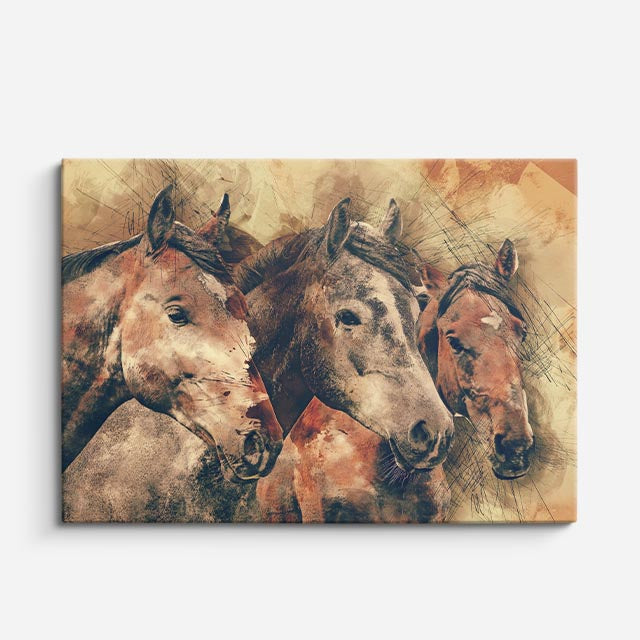 cuadro canvas vida salvaje manada de caballos pintura horizontal