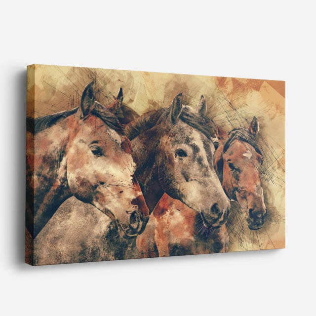 cuadro canvas vida salvaje manada de caballos pintura horizontal