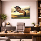 cuadro canvas vida salvaje salto dramático de caballo horizontal