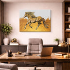 cuadro canvas vida salvaje caballo dorado ilustrado horizontal