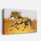 cuadro canvas vida salvaje caballo dorado ilustrado horizontal