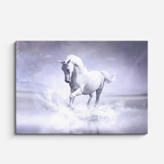 cuadro canvas vida salvaje caballo blanco etéreo horizontal