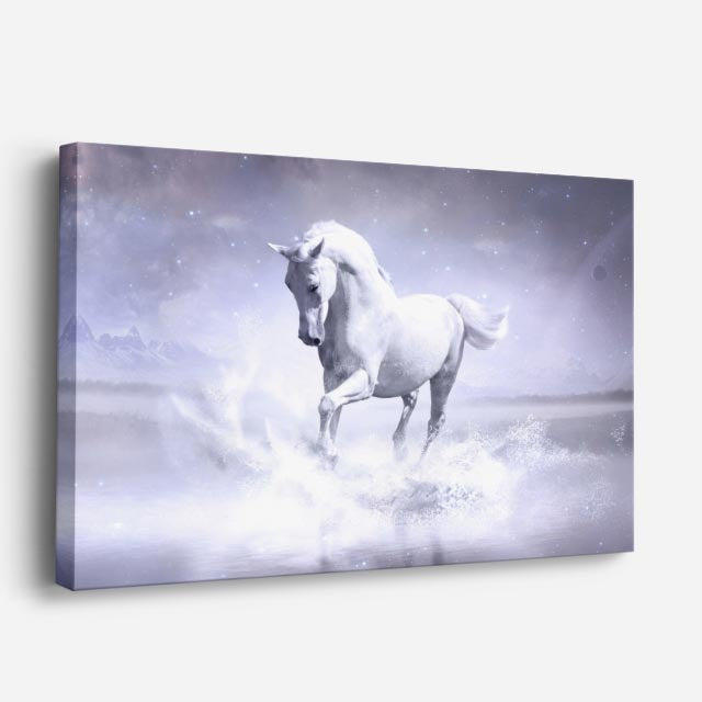 cuadro canvas vida salvaje caballo blanco etéreo horizontal