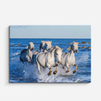 cuadro canvas vida salvaje caballos galopando en mar horizontal