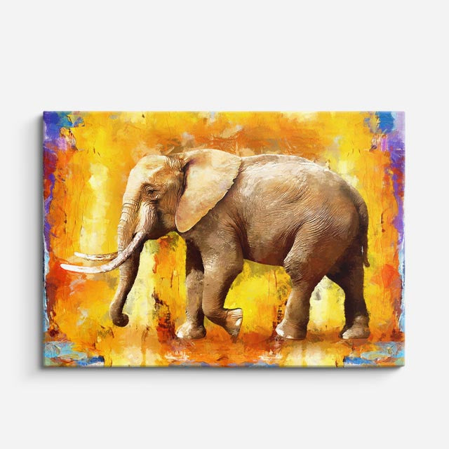 cuadro canvas vida salvaje elefante fuego dorado horizontal