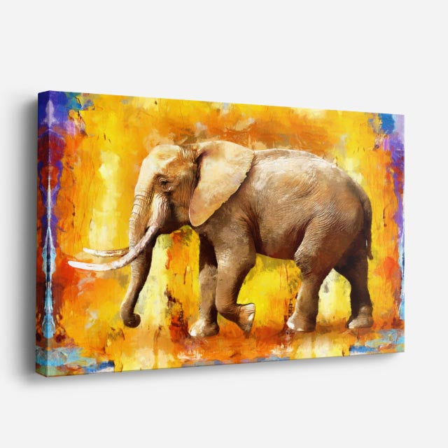 cuadro canvas vida salvaje elefante fuego dorado horizontal