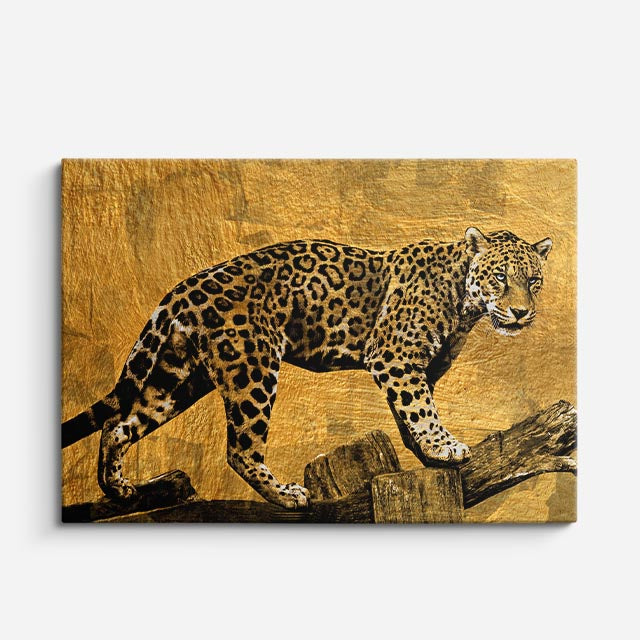 cuadro canvas vida salvaje leopardo dorado salvaje horizontal