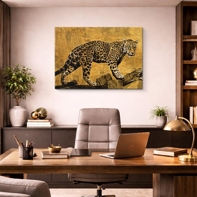 cuadro canvas vida salvaje leopardo dorado salvaje horizontal