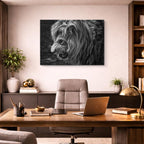 cuadro canvas vida salvaje león en blanco negro horizontal