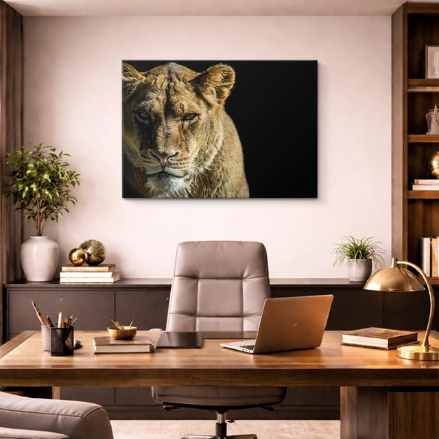 cuadro canvas vida salvaje mirada de leona horizontal