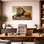 cuadro canvas vida salvaje león dorado majestuoso horizontal